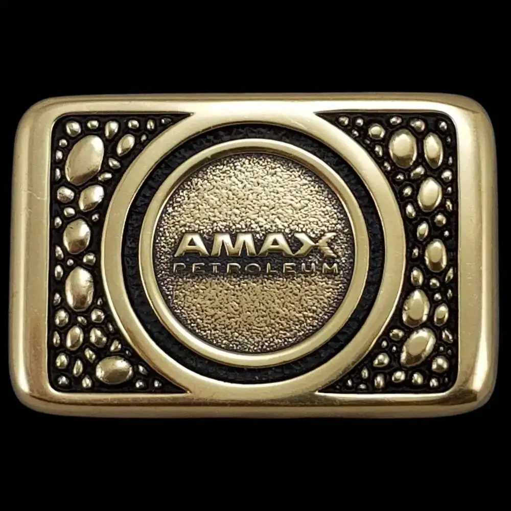 Vintage Solid Brass Belt Buckle‎ by Synanon - Rare Collectible AMAX Petroleum